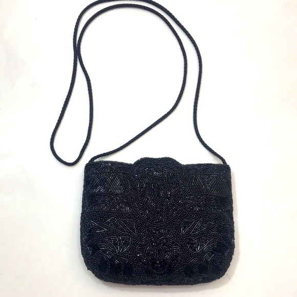 Handbags - Vintage black beaded purse, EVC